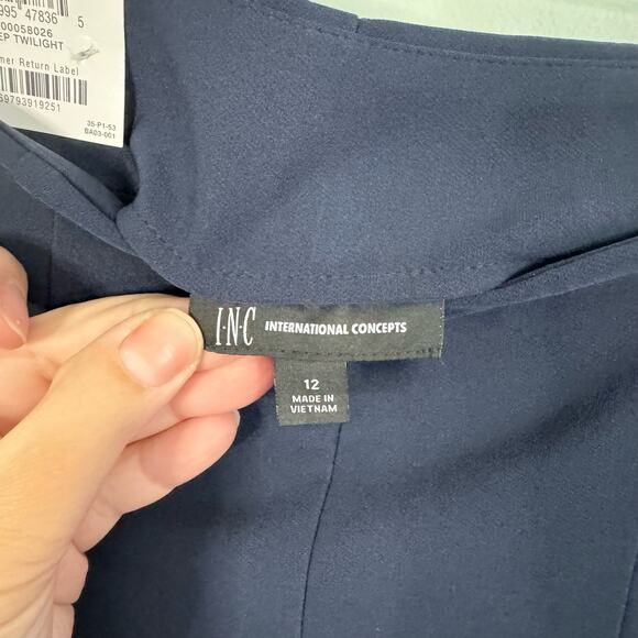 INC INTERNATIONAL CONCEPTS Pants 12 Bootcut Flare Leg Mid Rise Pleated Blue NWT - Picture 9 of 11